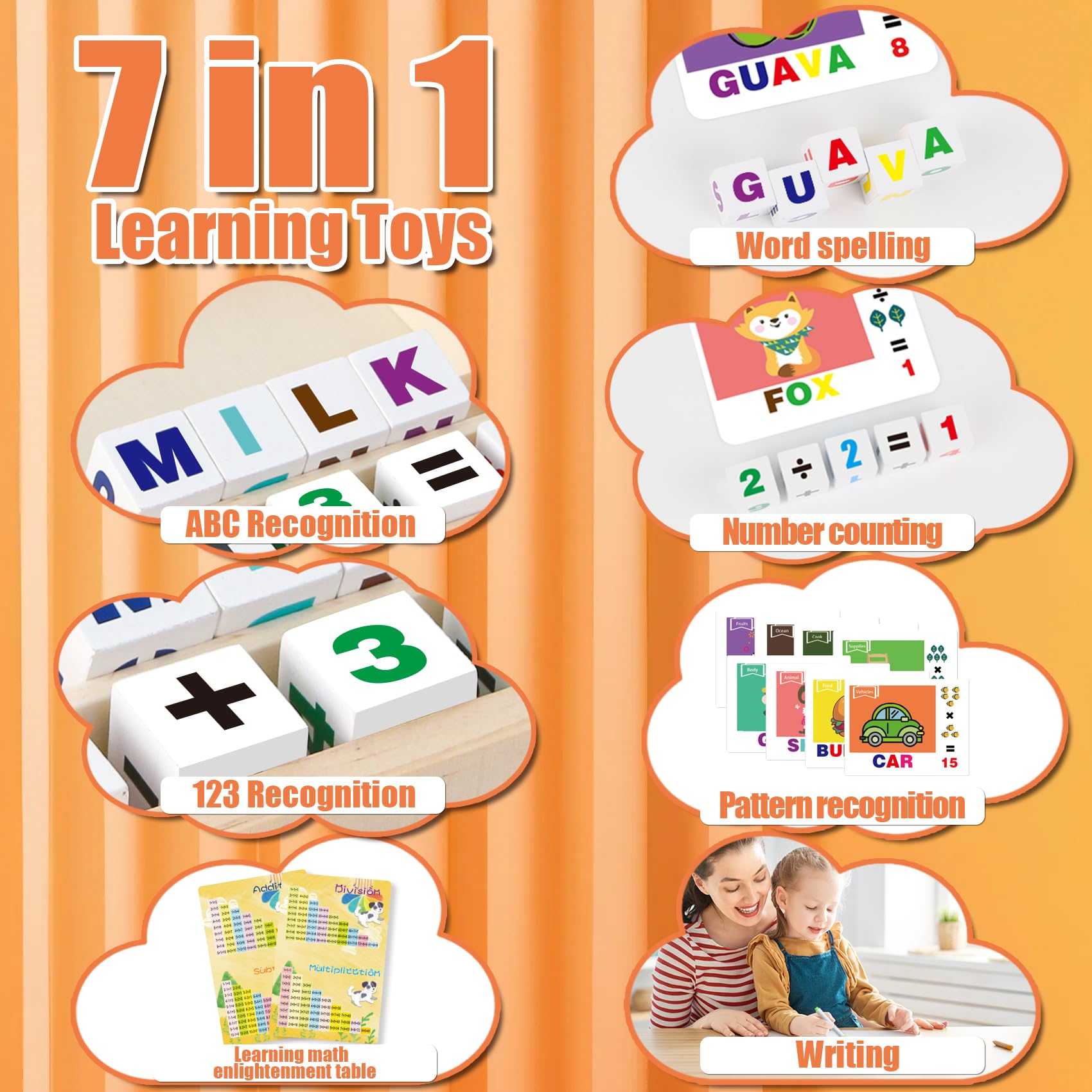 7-in-1 Wooden Learning Toy – Spelling, Counting & Alphabet Blocks – Ages 2–10-Windsor Avenue Toys