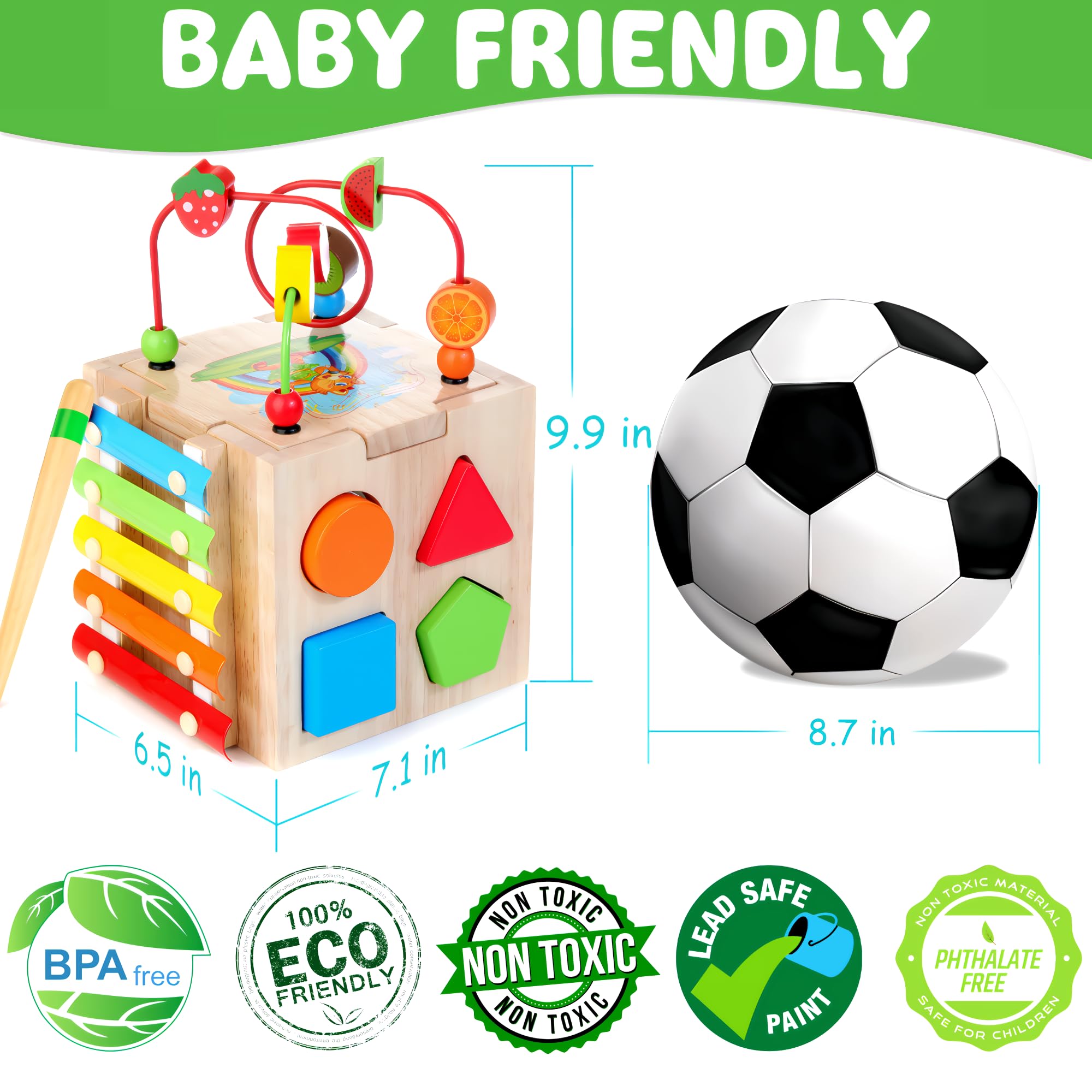 8-in-1 Montessori Wooden Activity Cube – Educational Toy with Word Cards – Ages 1+-Windsor Avenue Toys