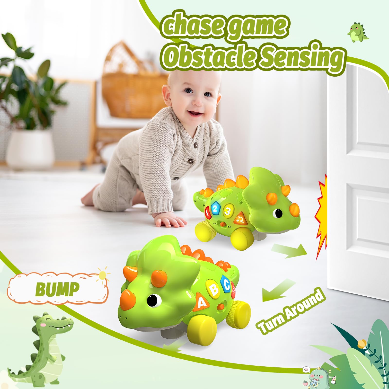 Bilingual Musical Dinosaur Toy – Touch & Go Educational Toy for Toddlers Ages 1–3-Windsor Avenue Toys