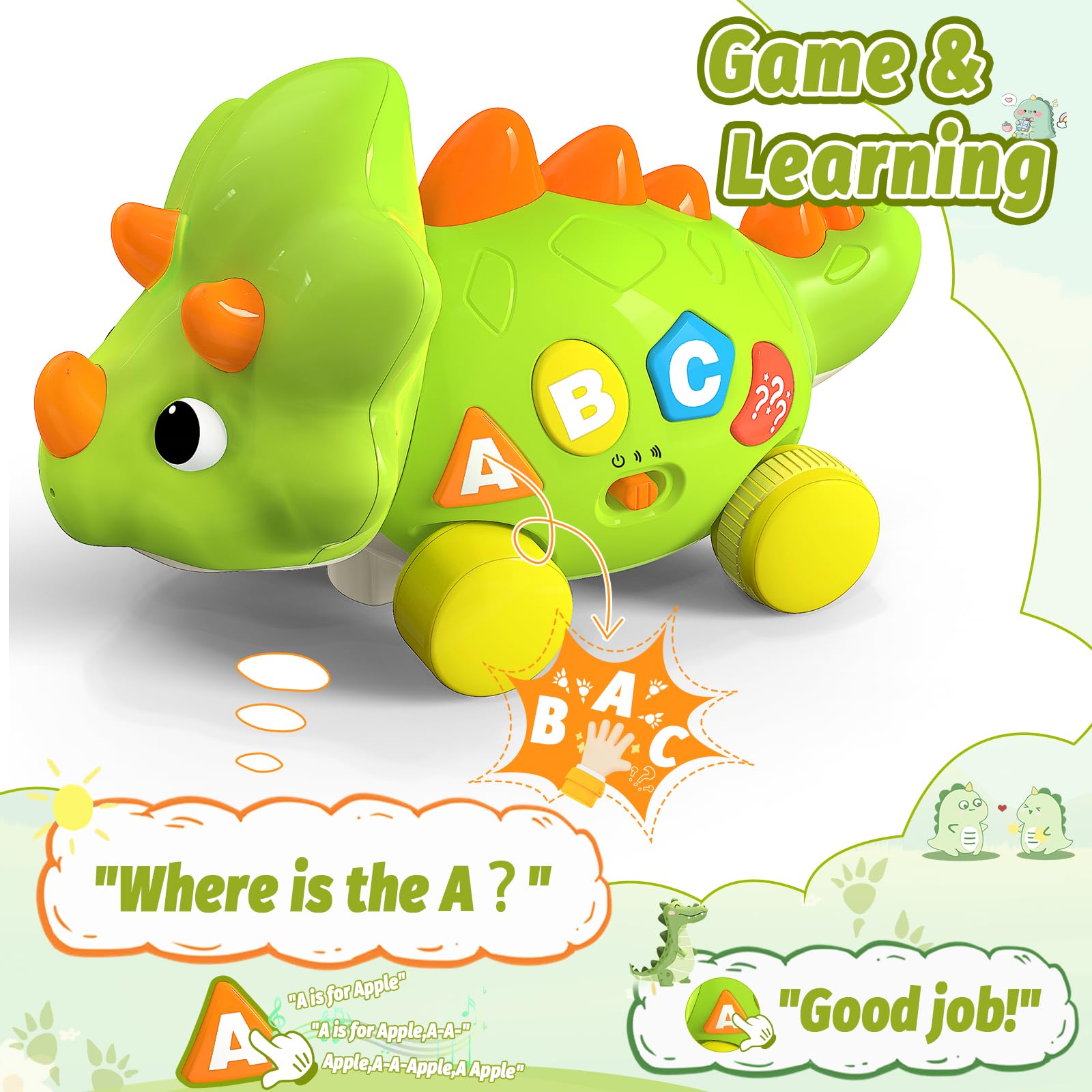 Bilingual Musical Dinosaur Toy – Touch & Go Educational Toy for Toddlers Ages 1–3-Windsor Avenue Toys