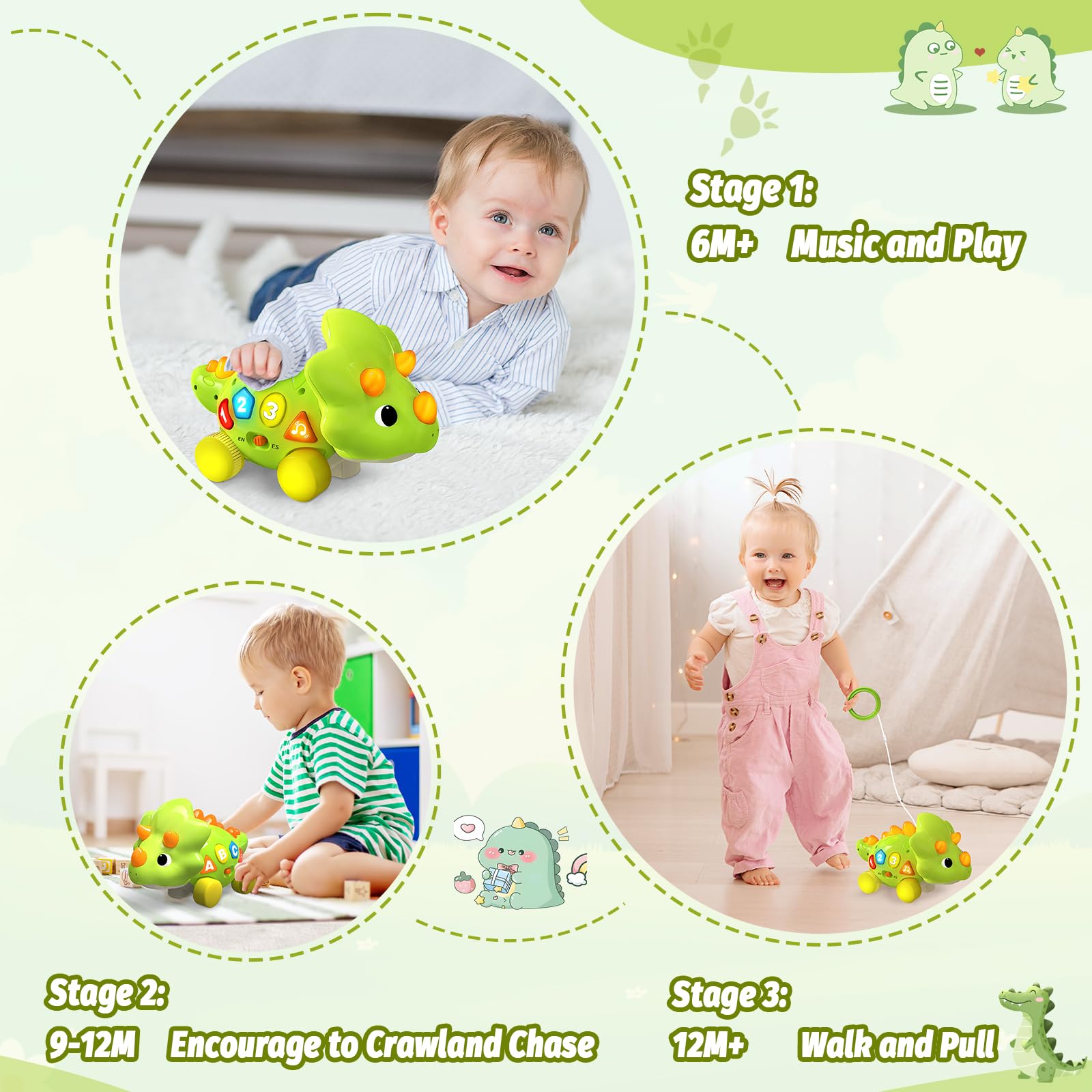 Bilingual Musical Dinosaur Toy – Touch & Go Educational Toy for Toddlers Ages 1–3-Windsor Avenue Toys