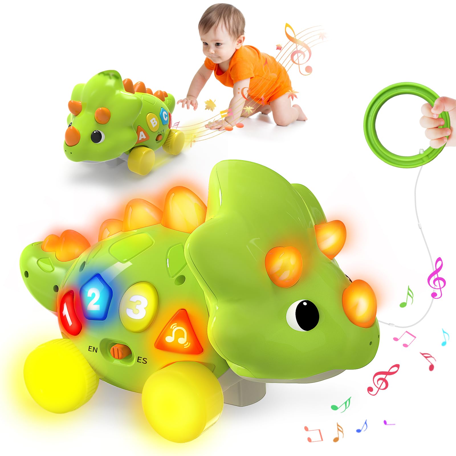 Bilingual Musical Dinosaur Toy – Touch & Go Educational Toy for Toddlers Ages 1–3-Windsor Avenue Toys