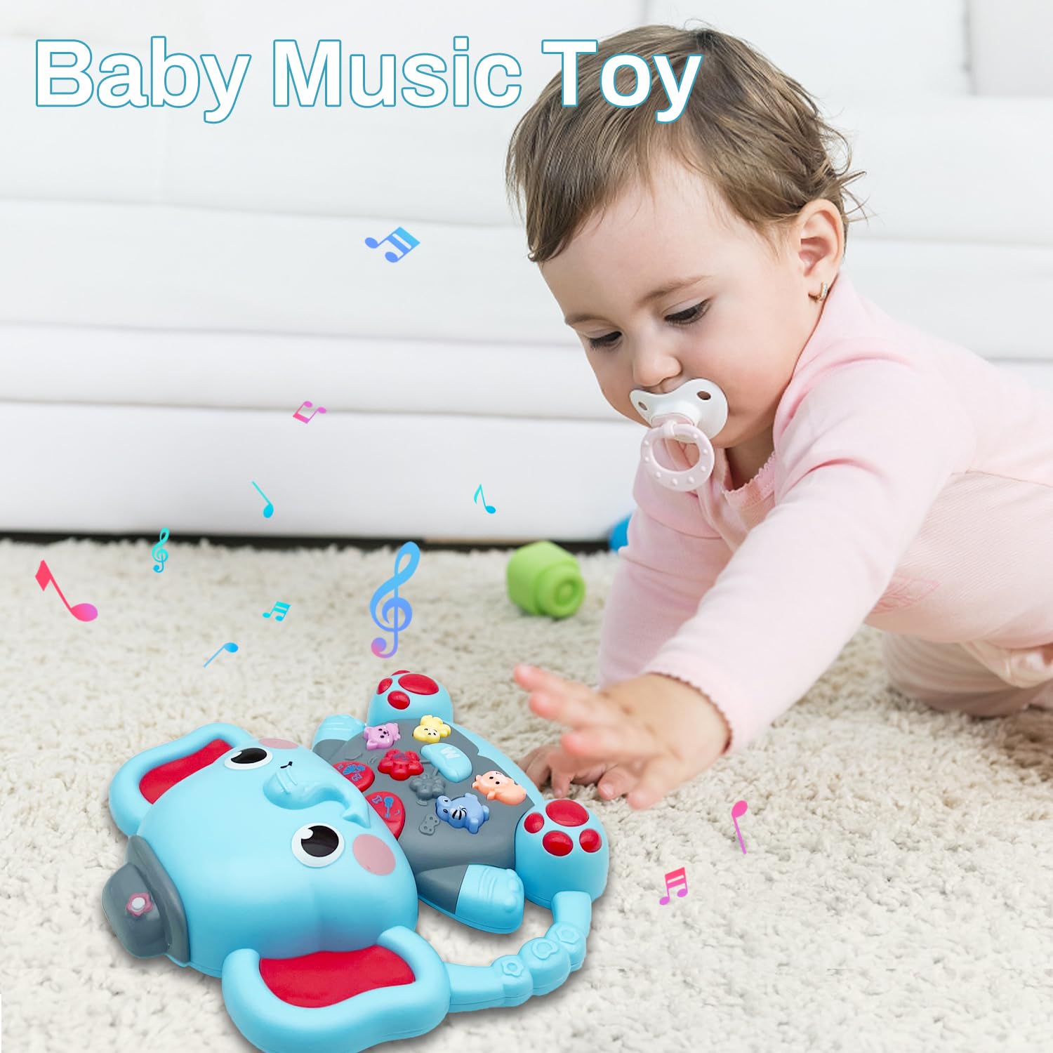 Elephant Musical Toy for Toddlers – Light-Up Piano for Ages 6–36 Months, Educational Gift for 1–3 Year Olds-Windsor Avenue Toys