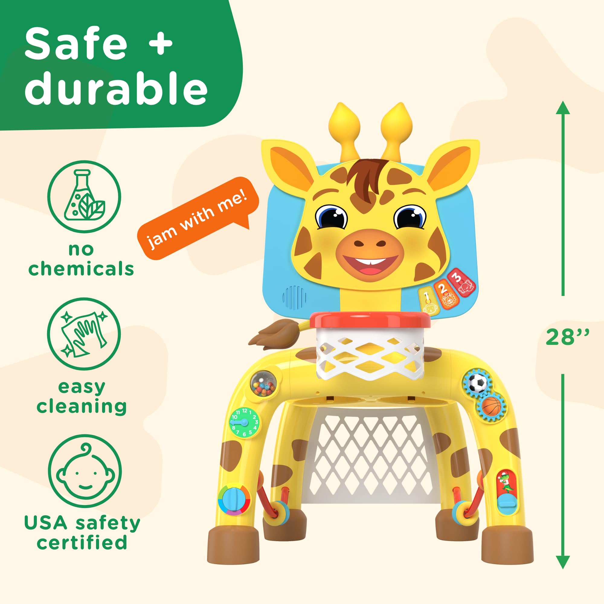 Giraffe Basketball Hoop & Soccer Goal Activity Toy – Lights & Sounds – Ages 1–3 Years-Windsor Avenue Toys