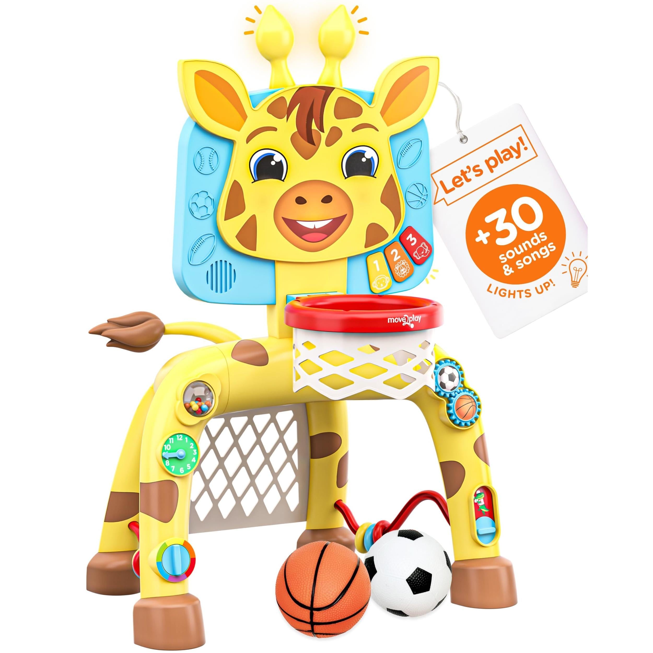 Giraffe Basketball Hoop & Soccer Goal Activity Toy – Lights & Sounds – Ages 1–3 Years-Windsor Avenue Toys