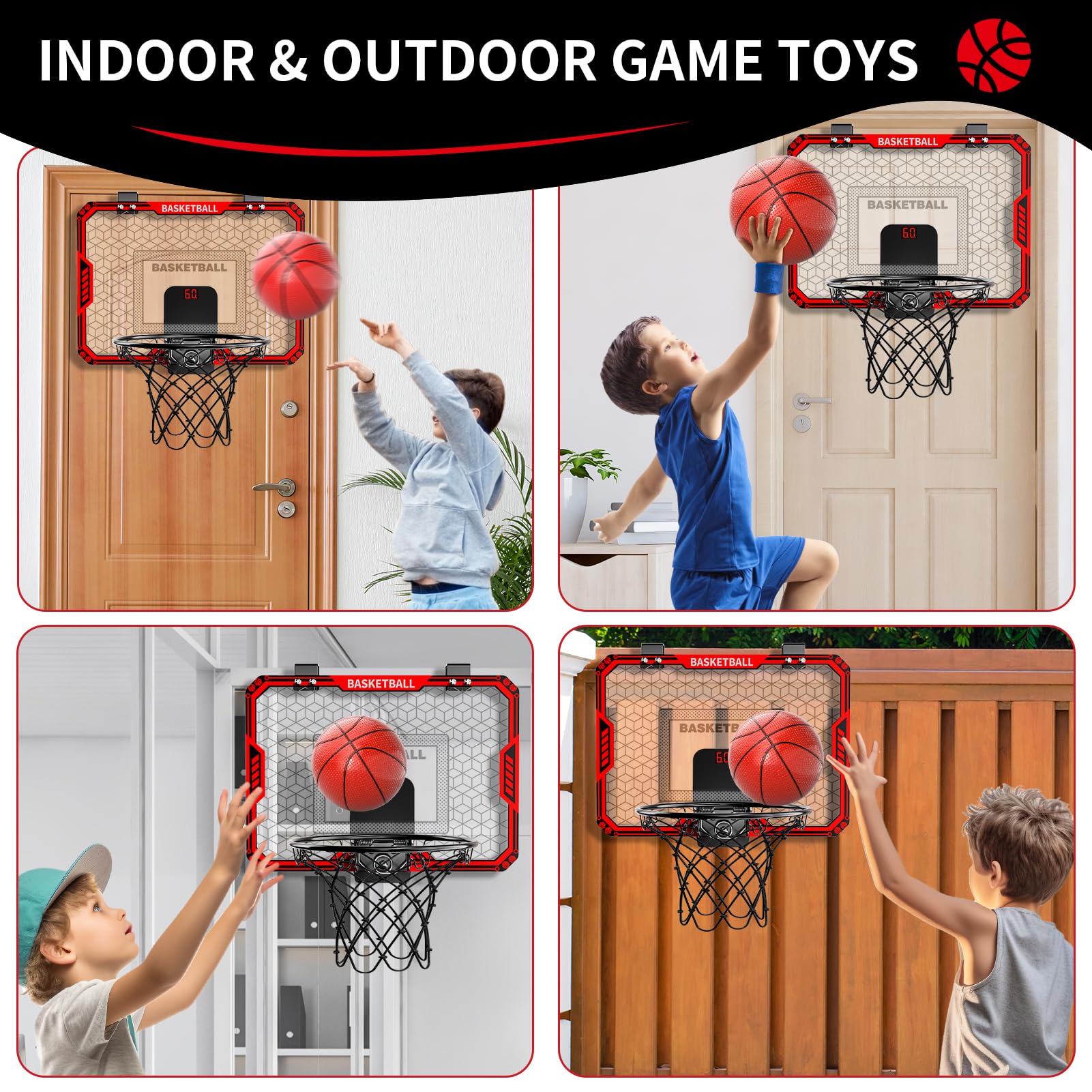 Indoor Basketball Hoop for Kids – Scoreboard & 4 Balls – Ages 3–12-Windsor Avenue Toys