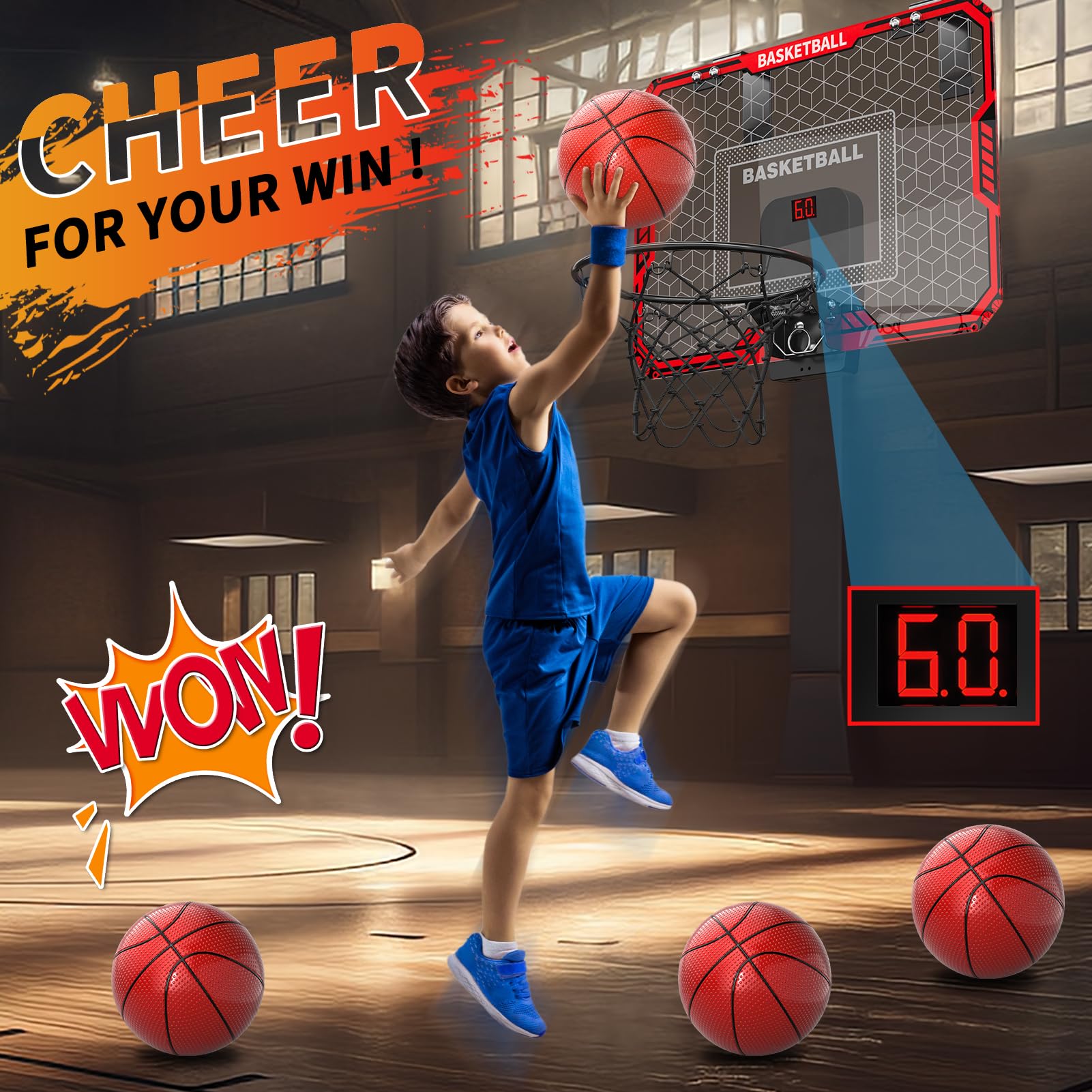 Indoor Basketball Hoop for Kids – Scoreboard & 4 Balls – Ages 3–12-Windsor Avenue Toys