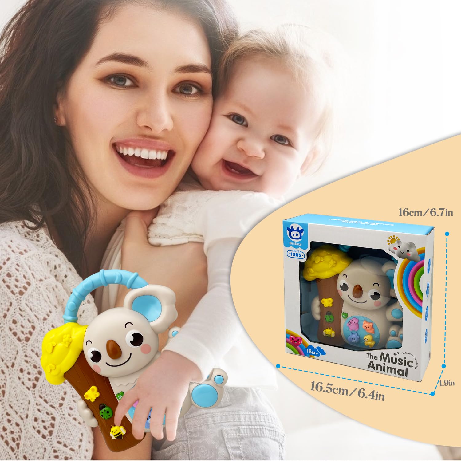 Koala Musical Toy for Toddlers – Light-Up Piano for Ages 6–36 Months, Educational Gift for 1–3-Windsor Avenue Toys