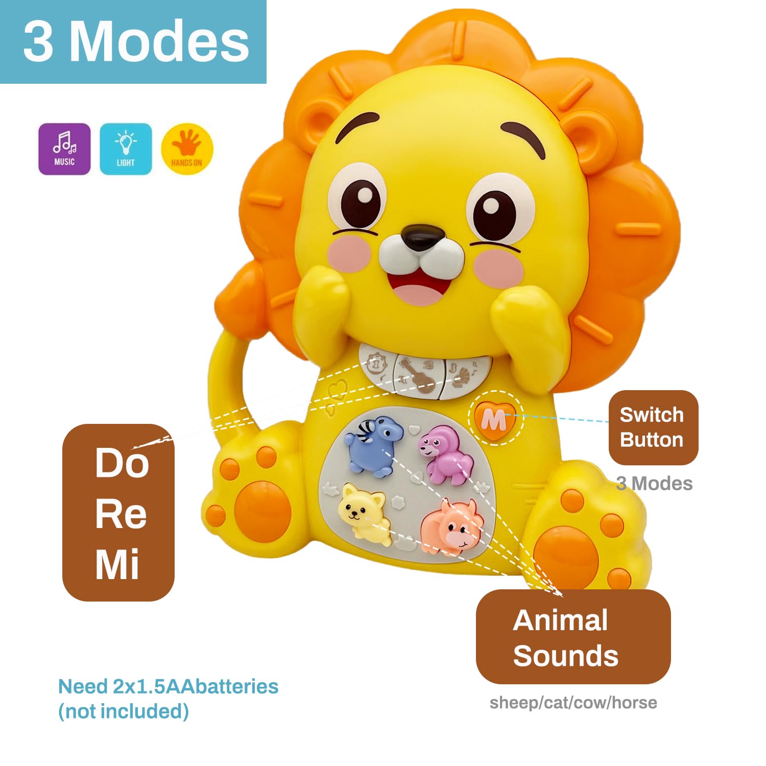 Lion Musical Piano Toy for Toddlers – Light-Up Educational Toy for Ages 6–36 Months-Windsor Avenue Toys