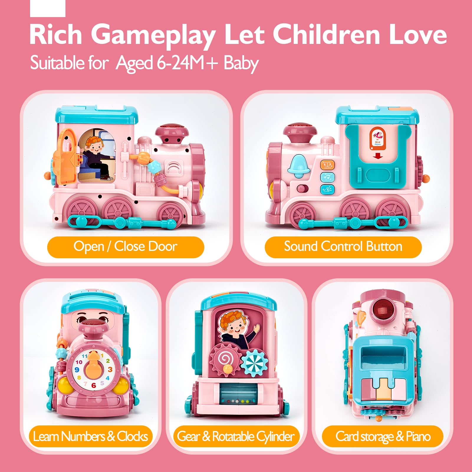 Musical Activity Train Toy with Talking Flash Cards (EN/ES) – Educational Toddler Gift – Ages 1–2-Windsor Avenue Toys