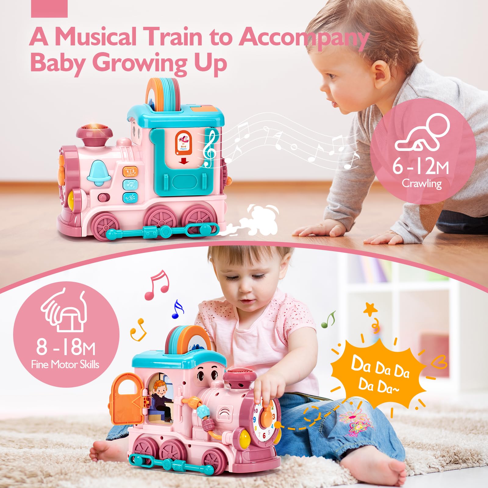 Musical Activity Train Toy with Talking Flash Cards (EN/ES) – Educational Toddler Gift – Ages 1–2-Windsor Avenue Toys