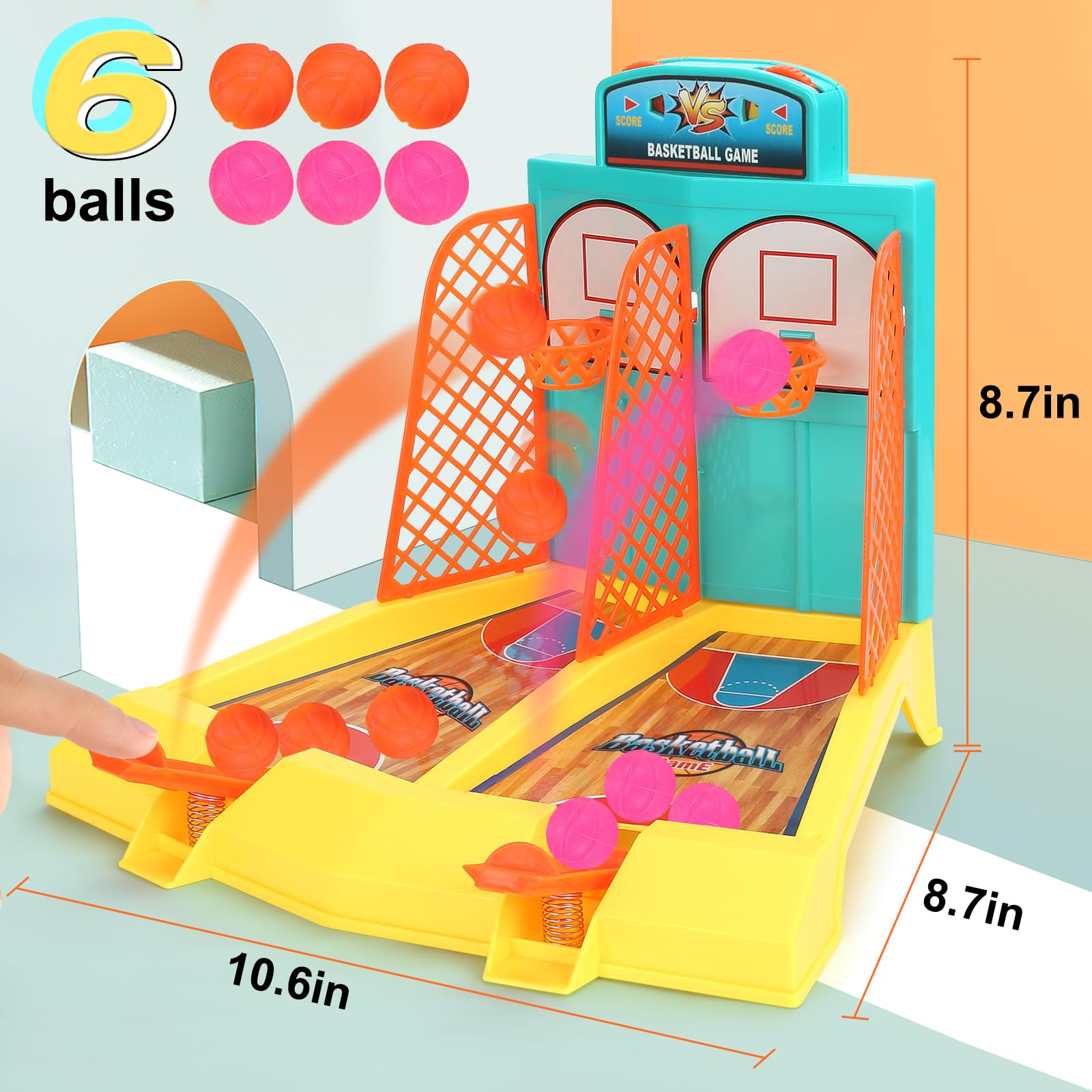 Tabletop Basketball Game – 2-Player Indoor Shooting Toy with 6 Balls – Ages 8–12-Windsor Avenue Toys