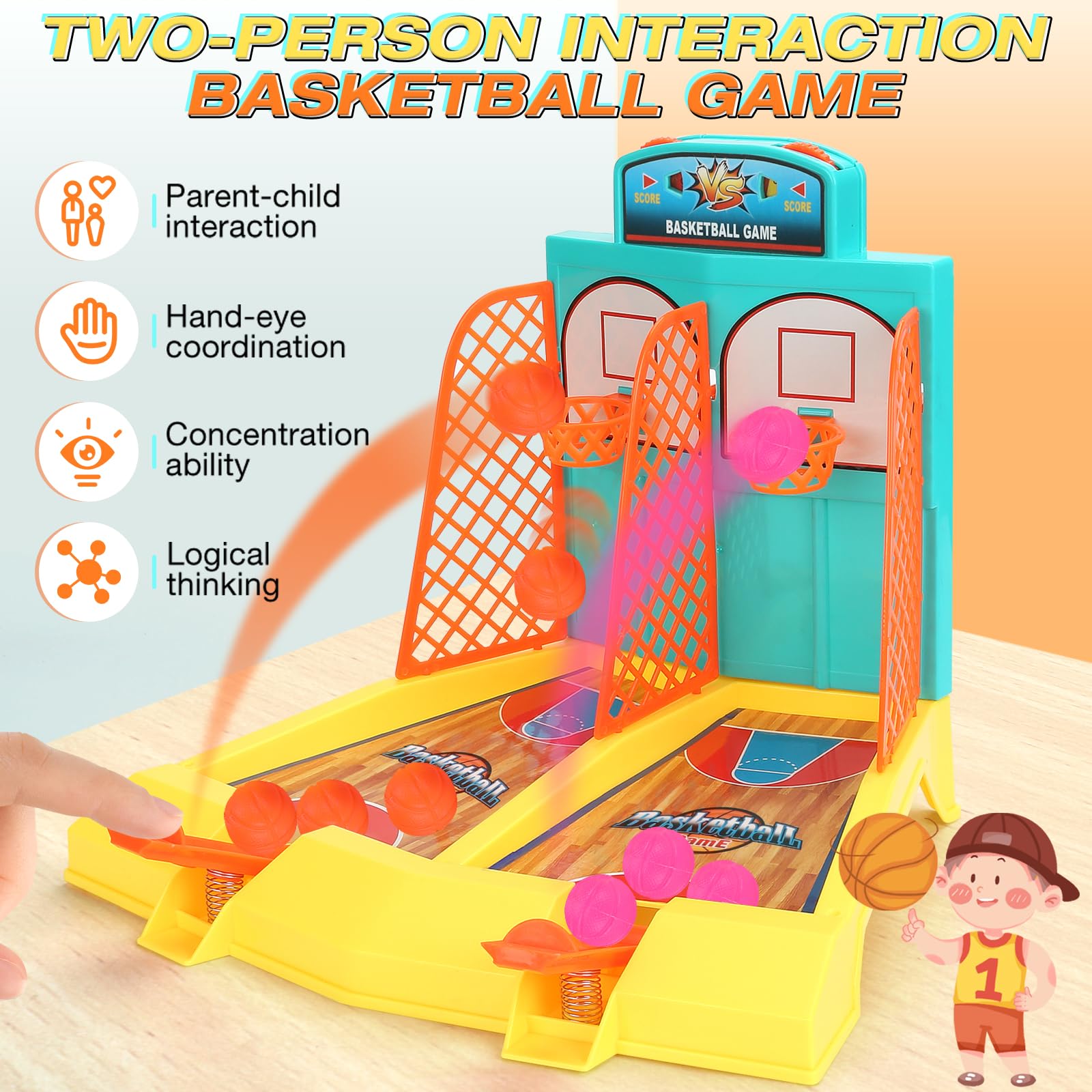 Tabletop Basketball Game – 2-Player Indoor Shooting Toy with 6 Balls – Ages 8–12-Windsor Avenue Toys