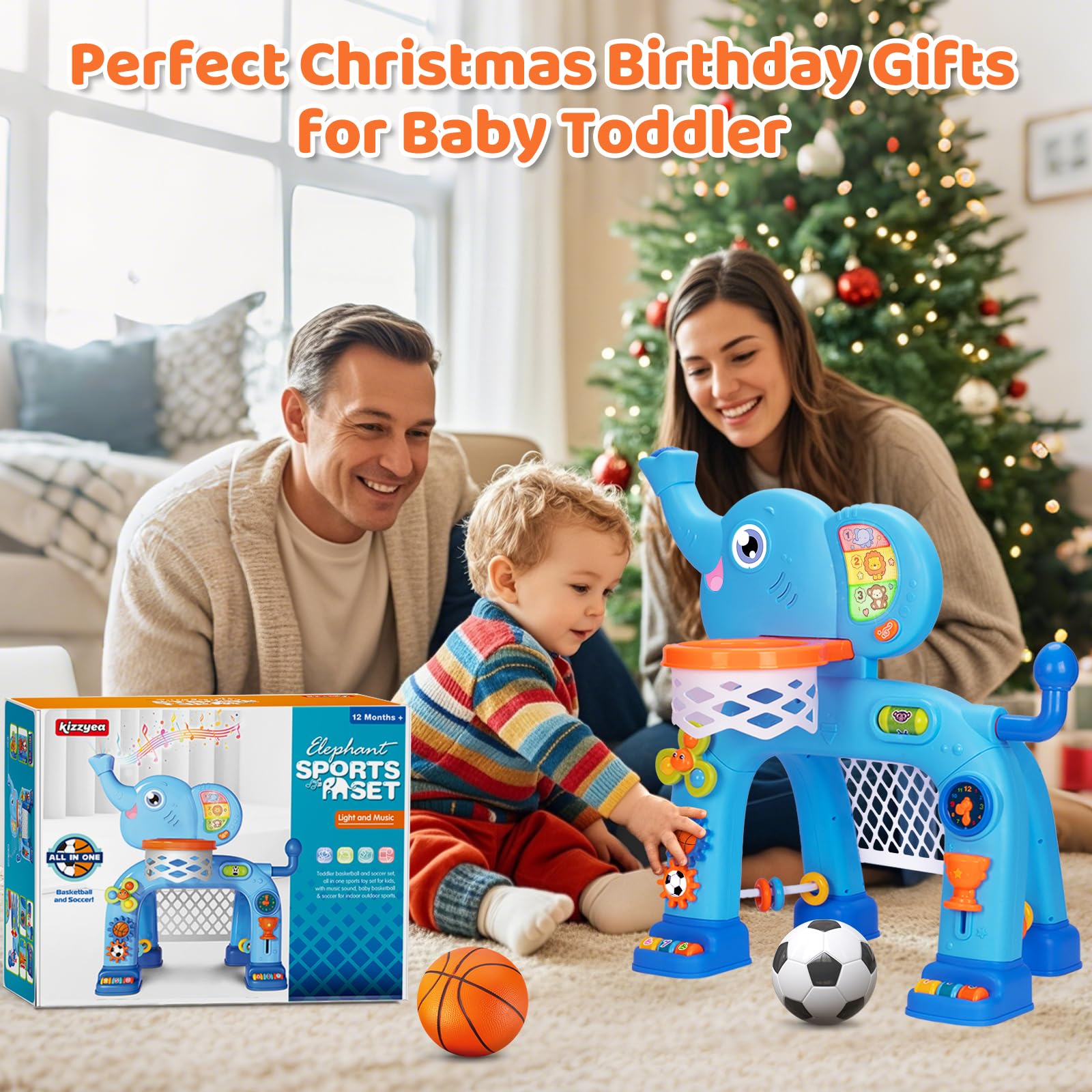 Toddler Basketball Hoop & Soccer Goal – Musical Sports Toy with Lights – Ages 1–3 Years-Windsor Avenue Toys