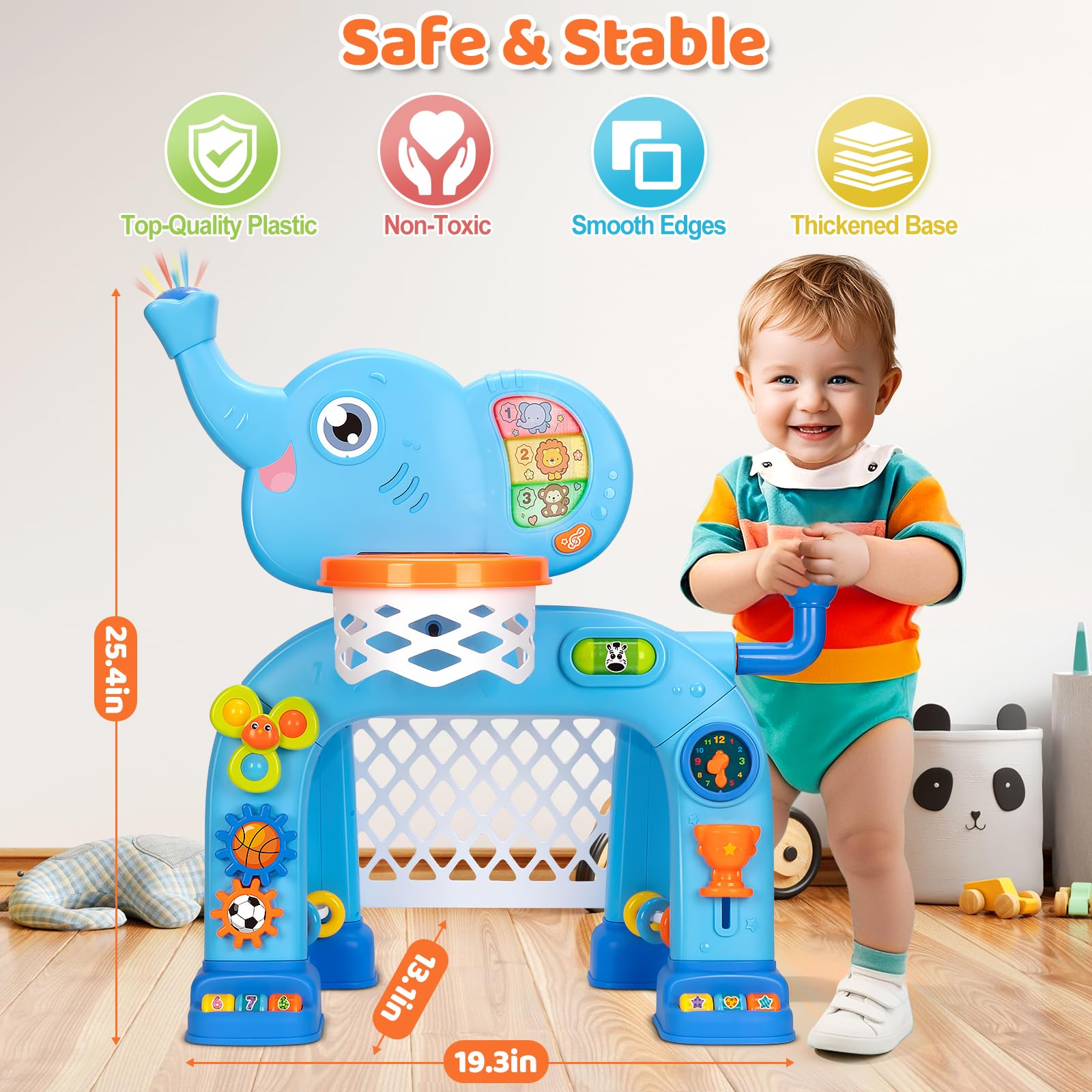 Toddler Basketball Hoop & Soccer Goal – Musical Sports Toy with Lights – Ages 1–3 Years-Windsor Avenue Toys