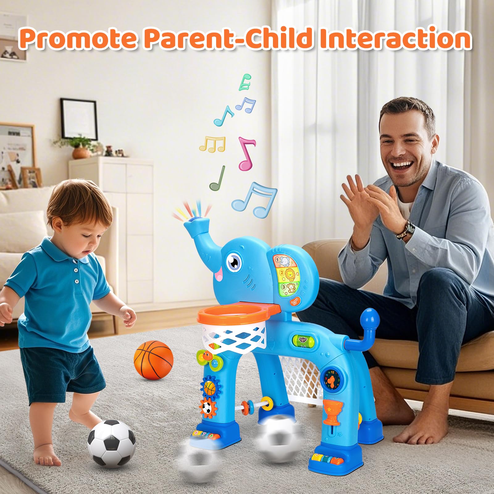 Toddler Basketball Hoop & Soccer Goal – Musical Sports Toy with Lights – Ages 1–3 Years-Windsor Avenue Toys