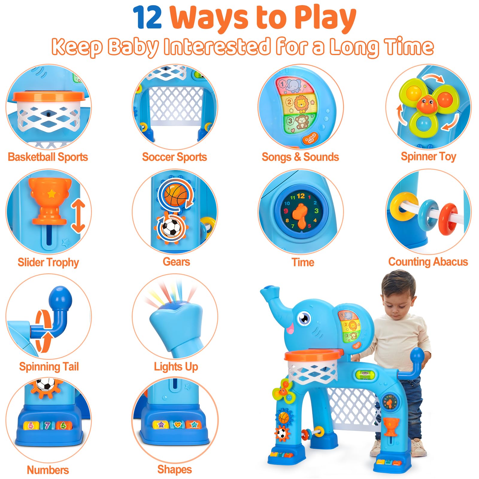 Toddler Basketball Hoop & Soccer Goal – Musical Sports Toy with Lights – Ages 1–3 Years-Windsor Avenue Toys