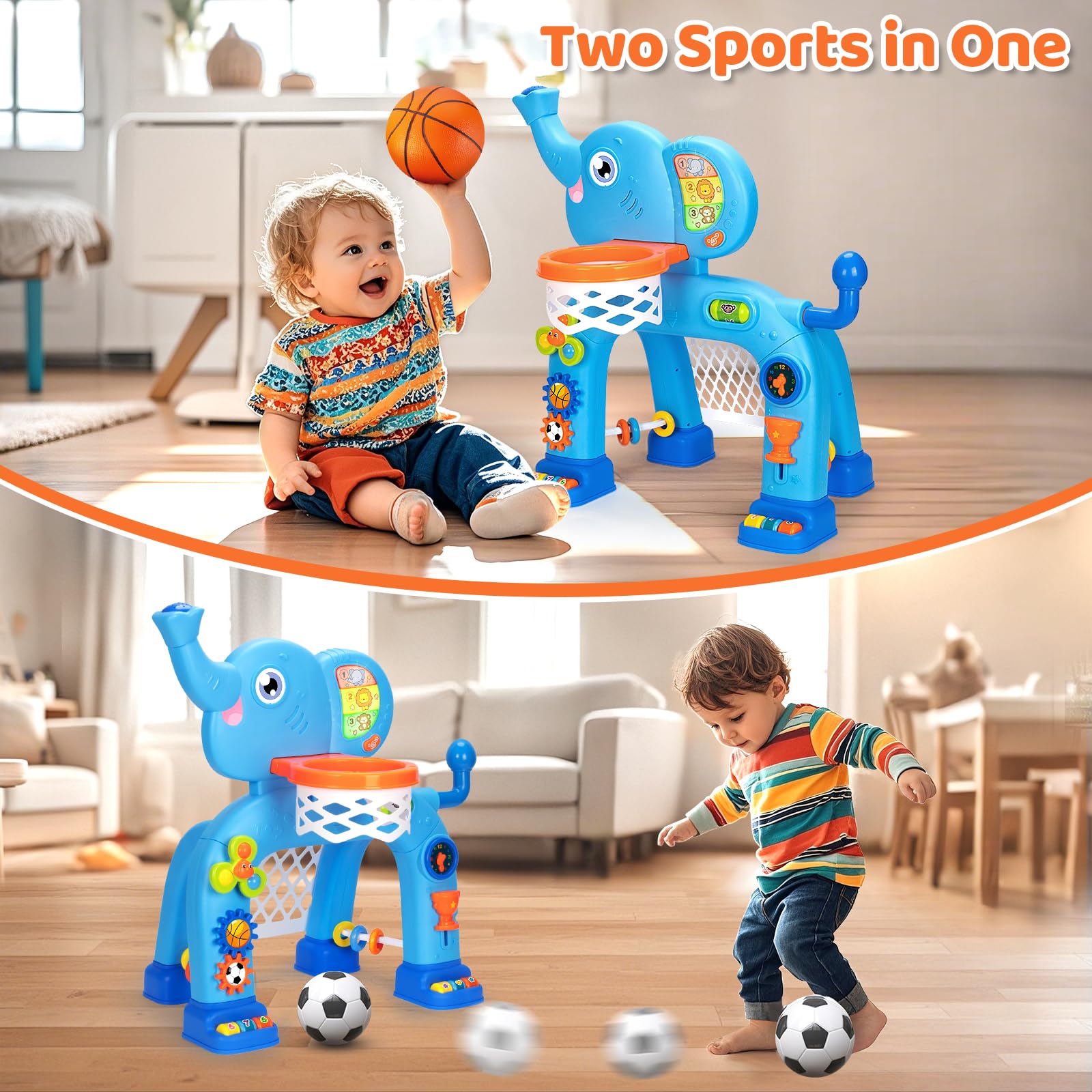 Toddler Basketball Hoop & Soccer Goal – Musical Sports Toy with Lights – Ages 1–3 Years-Windsor Avenue Toys