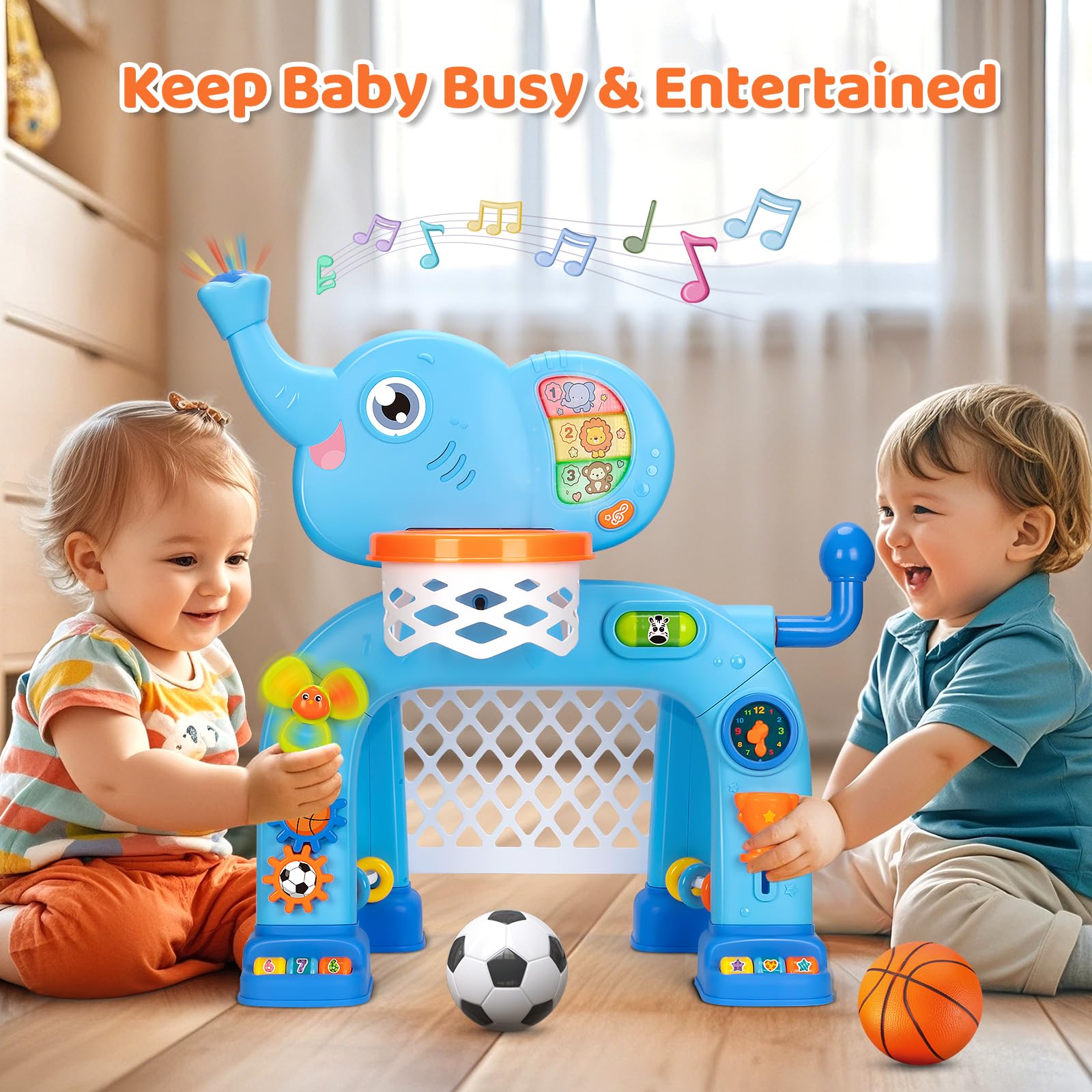 Toddler Basketball Hoop & Soccer Goal – Musical Sports Toy with Lights – Ages 1–3 Years-Windsor Avenue Toys