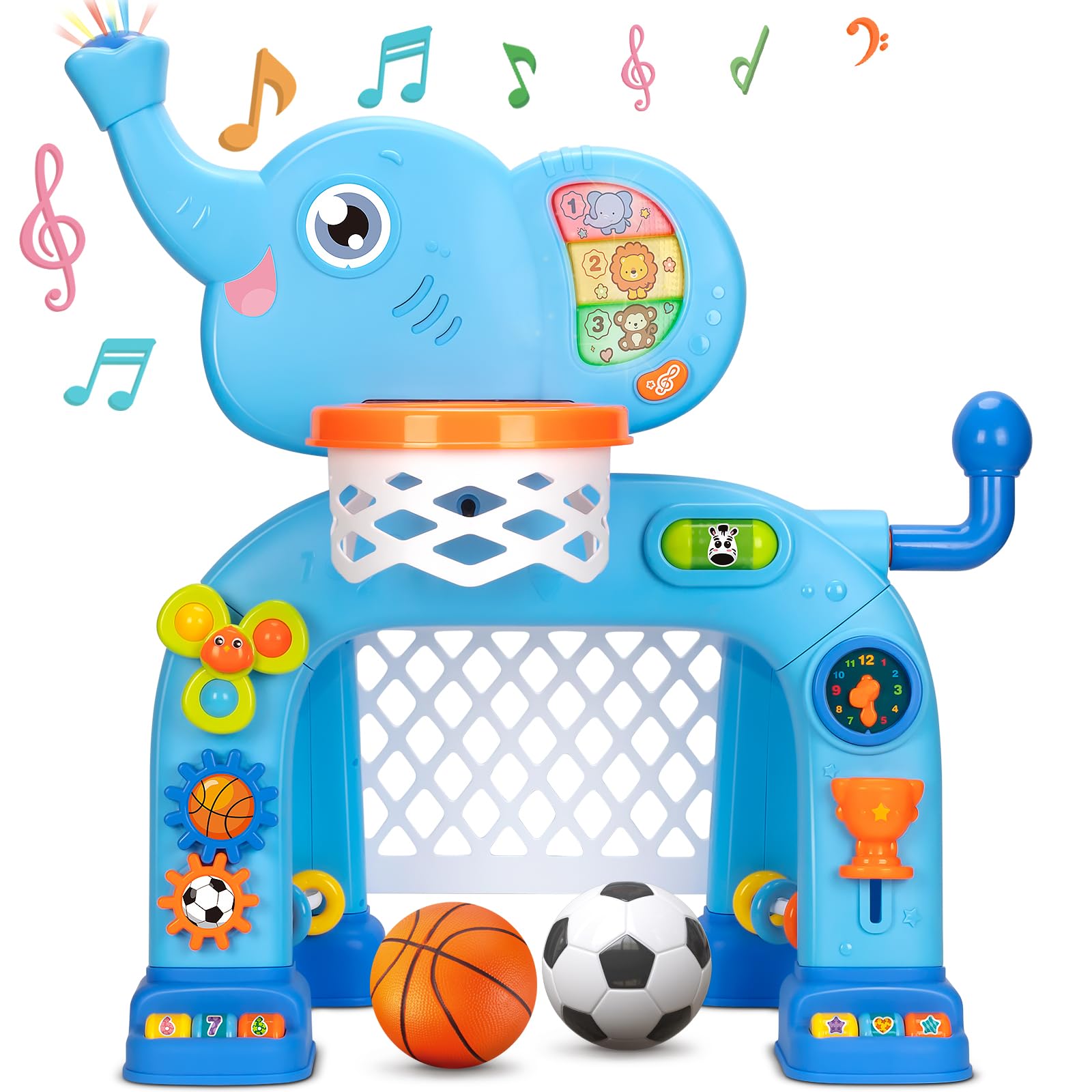 Toddler Basketball Hoop & Soccer Goal – Musical Sports Toy with Lights – Ages 1–3 Years-Windsor Avenue Toys