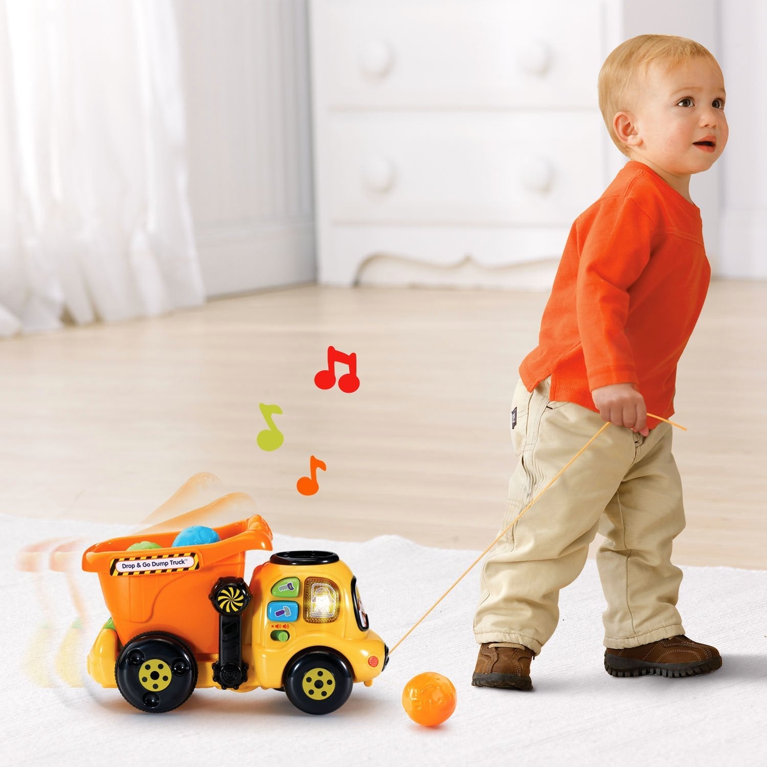 VTech Drop and Go Dump Truck, Orange-Windsor Avenue Toys