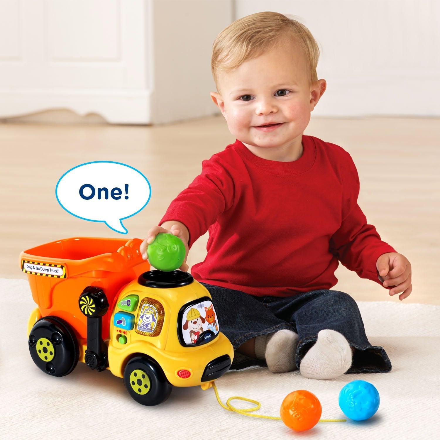 VTech Drop and Go Dump Truck, Orange-Windsor Avenue Toys
