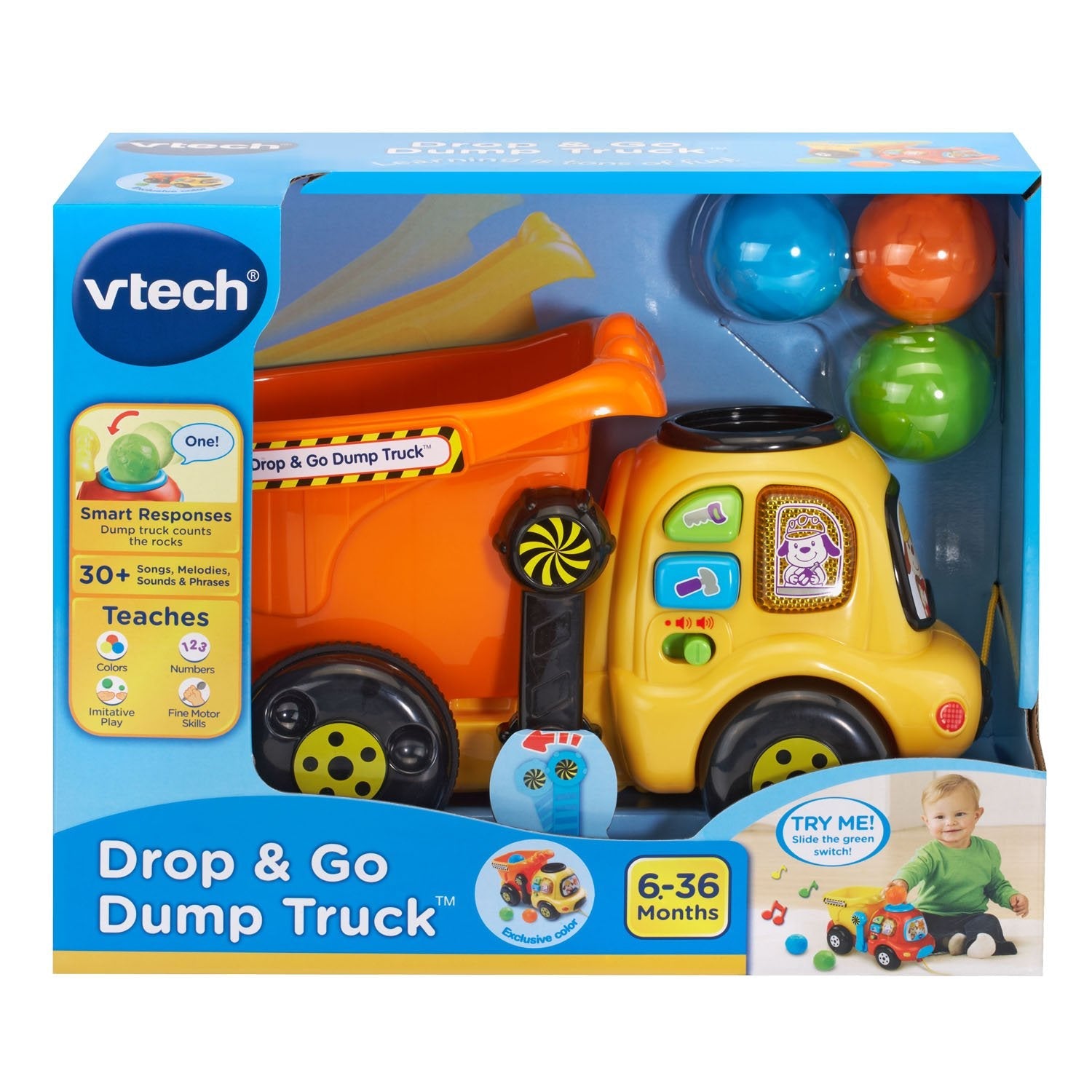 VTech Drop and Go Dump Truck, Orange-Windsor Avenue Toys