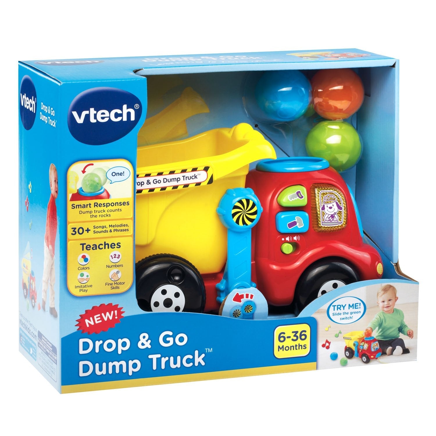 VTech Drop and Go Dump Truck, Yellow-Windsor Avenue Toys