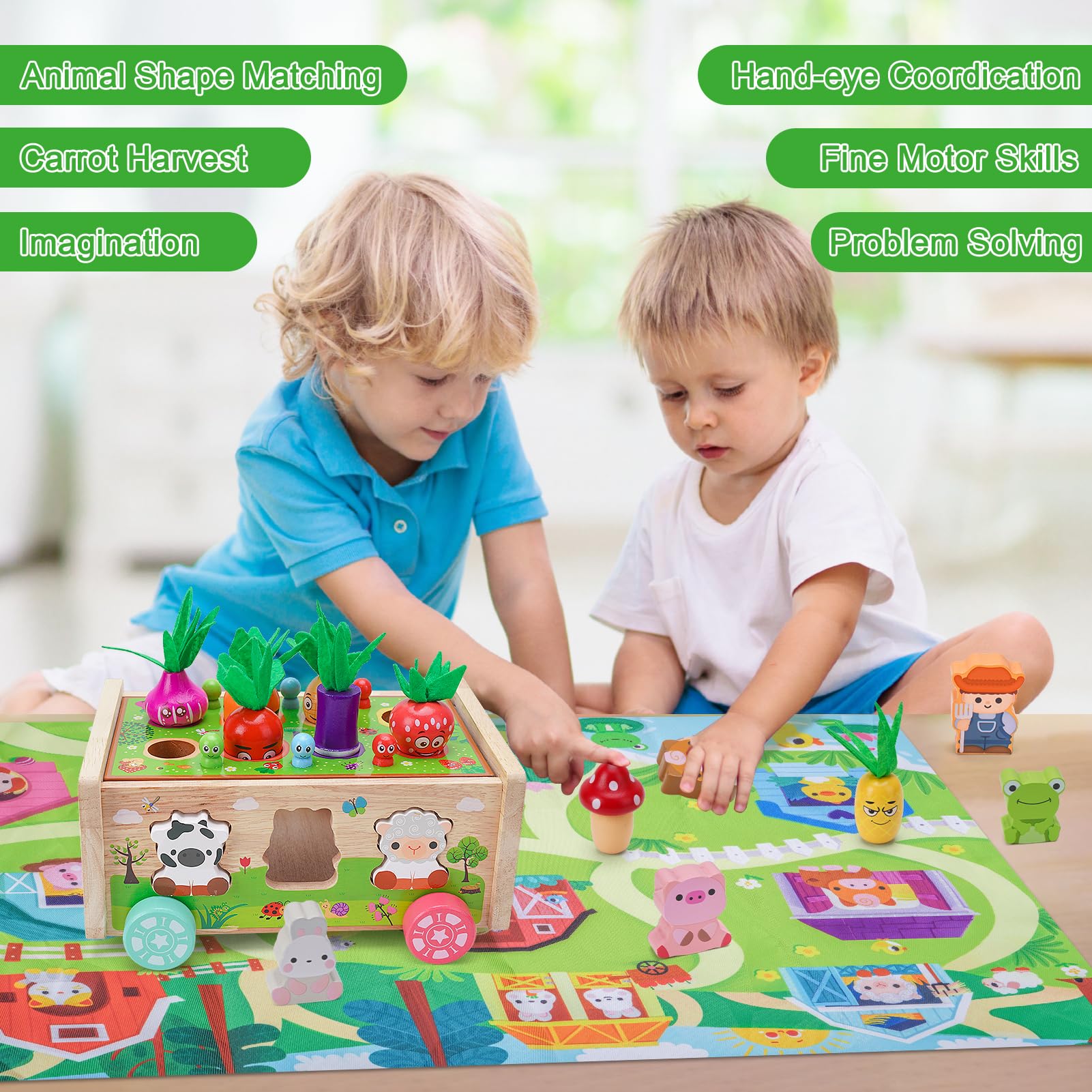 Wooden Farm Toy with Game Map – Educational Fine Motor Skills – Ages 1–3-Windsor Avenue Toys