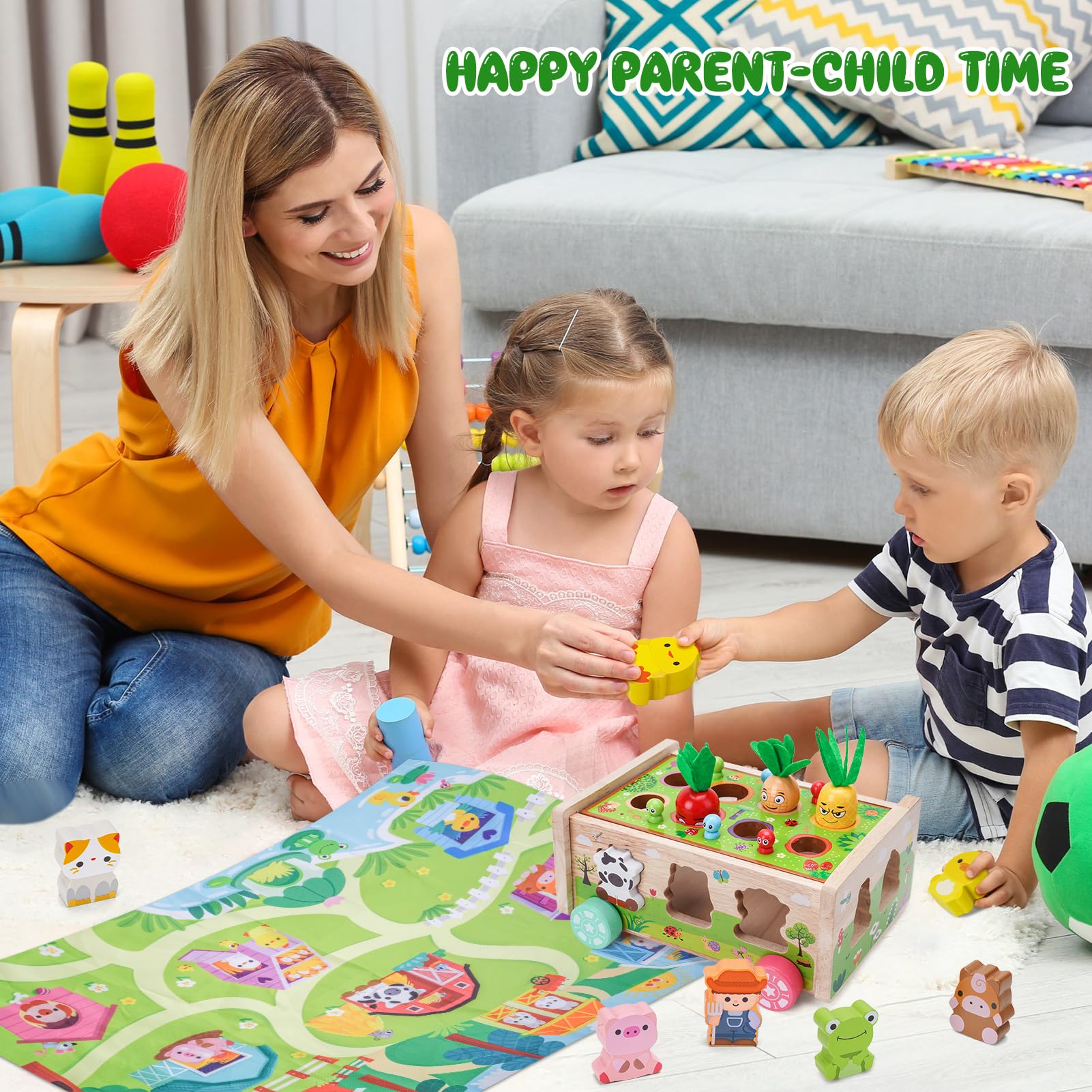 Wooden Farm Toy with Game Map – Educational Fine Motor Skills – Ages 1–3-Windsor Avenue Toys