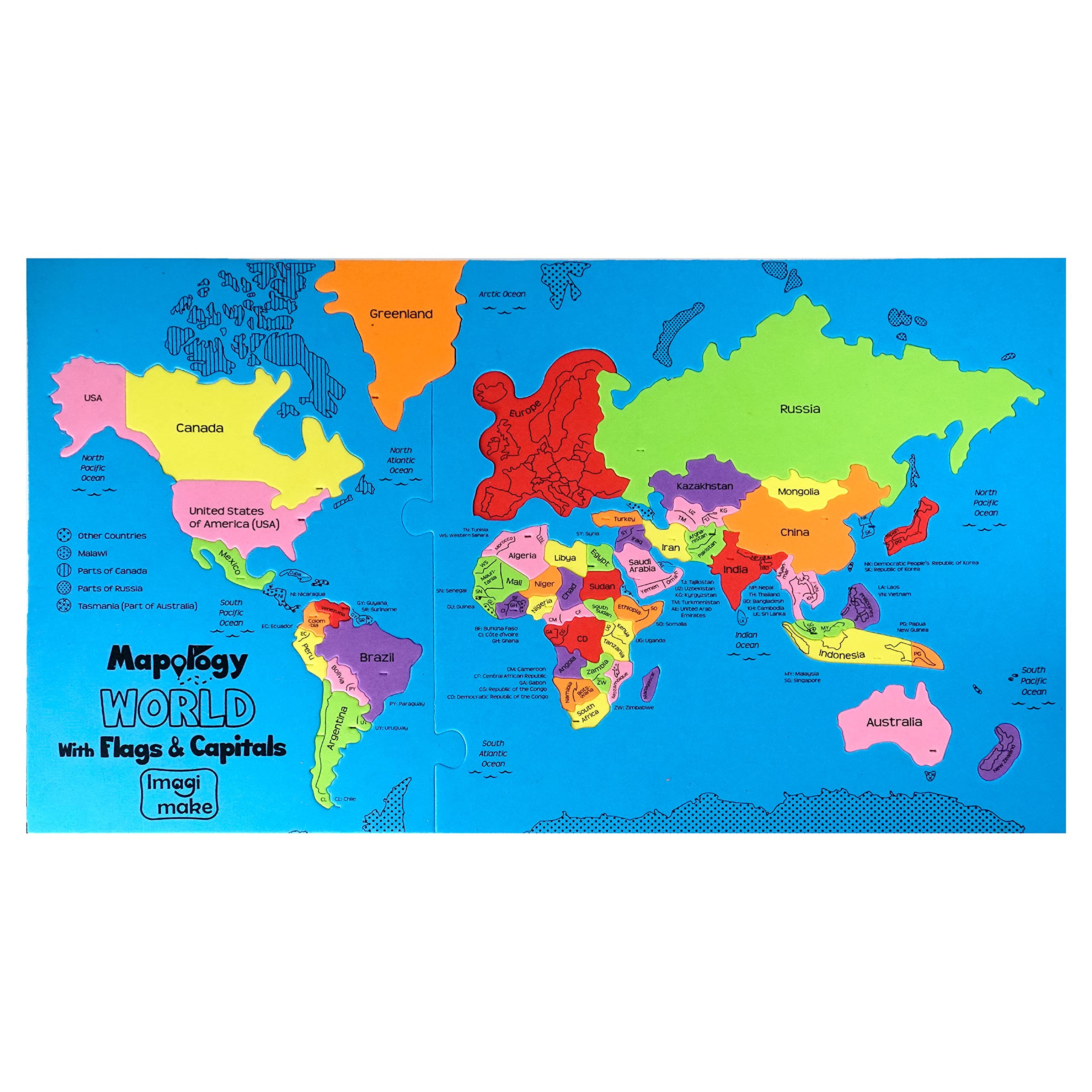 World Map Puzzle – Flags & Capitals – Ages 5–13 Educational Toy-Windsor Avenue Toys