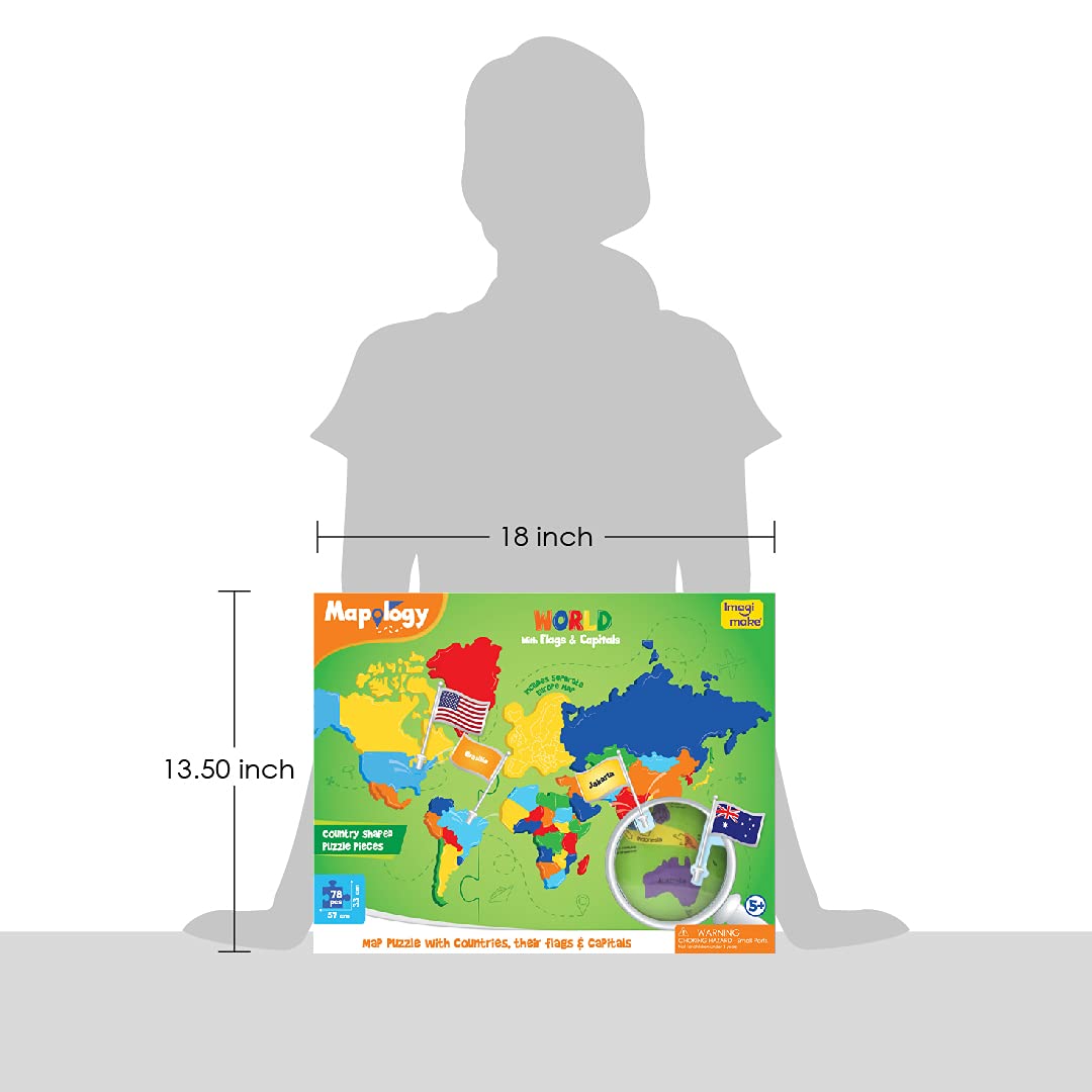 World Map Puzzle – Flags & Capitals – Ages 5–13 Educational Toy-Windsor Avenue Toys